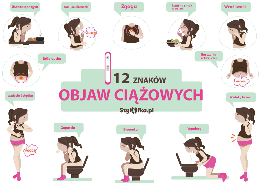 wczesne objawy ciąży infografika