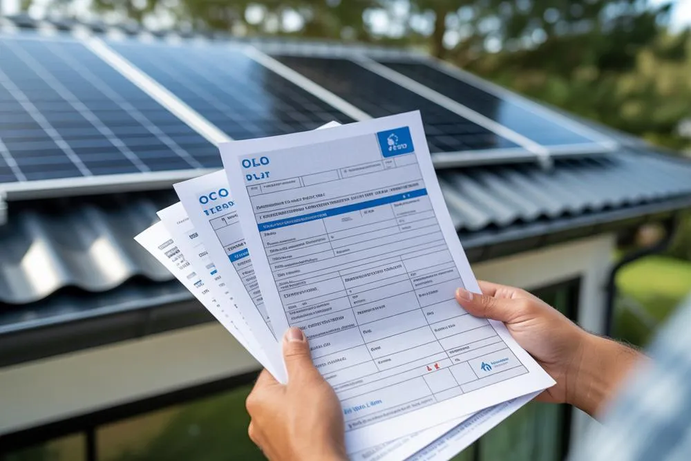 Osoba analizująca dokumenty dotyczące dotacji na fotowoltaikę