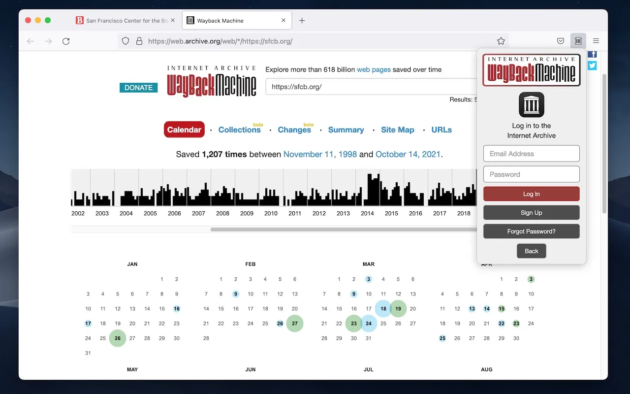 Wayback Machine zrzuty ekranu