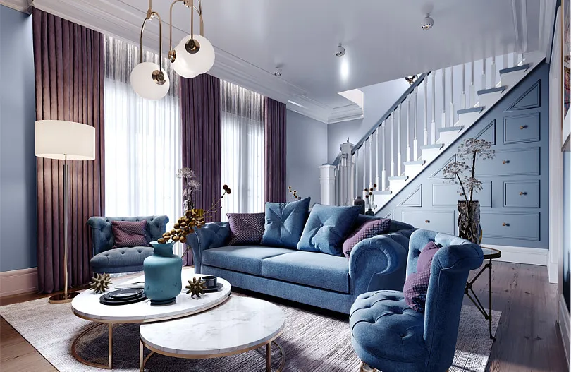 salon art deco kolory i materiały