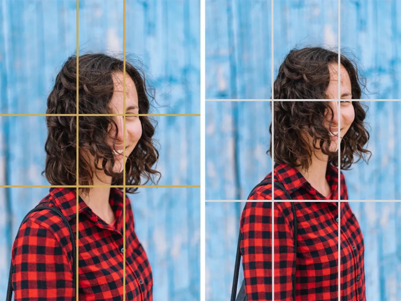 Dwie siatki na zdjęciach pokazują, jak włączyć siatkę w aparacie iPhone, by lepiej komponować ujęcia.