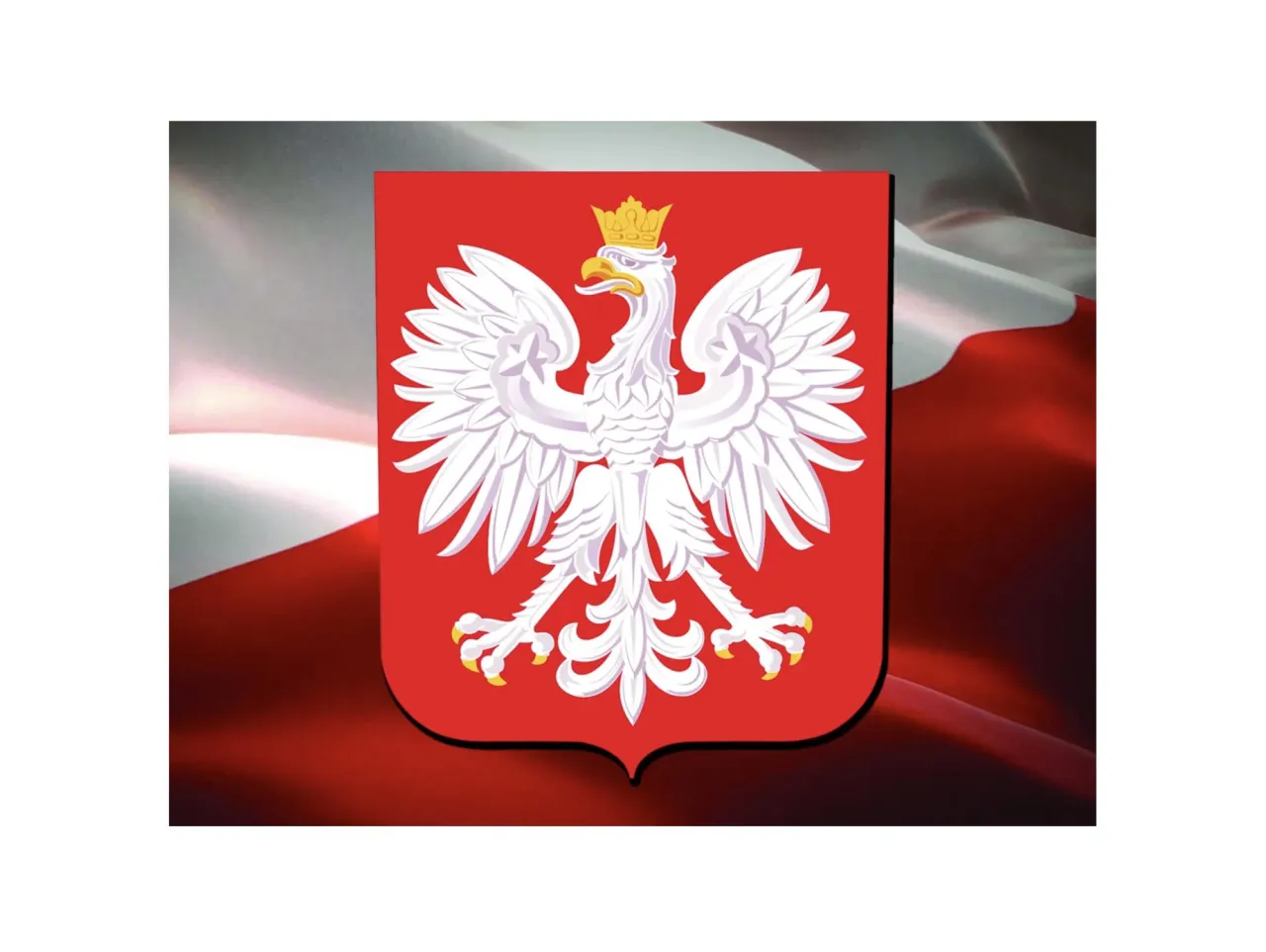 Flaga Polski i godło Polski razem