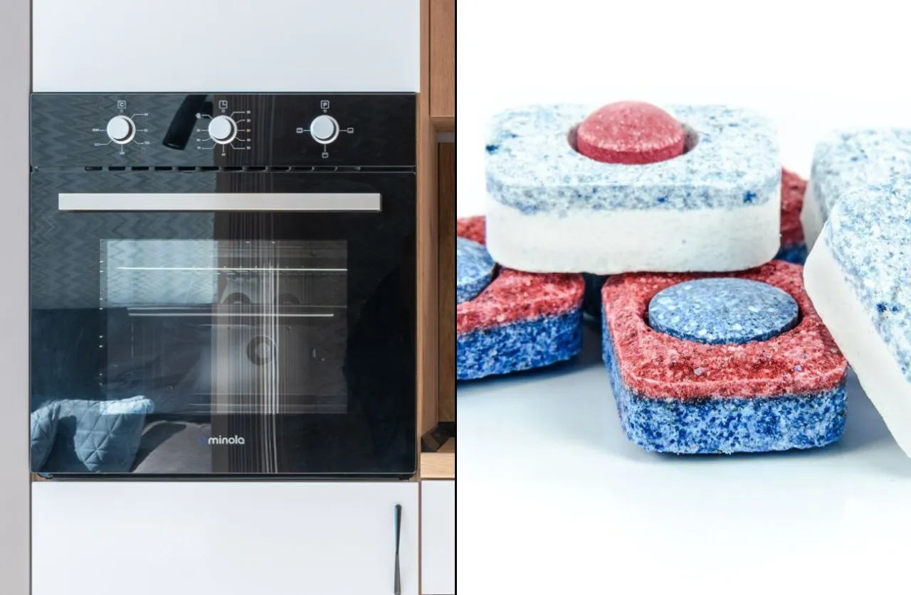 Czyszczenie szyby piekarnika tabletką do zmywarki