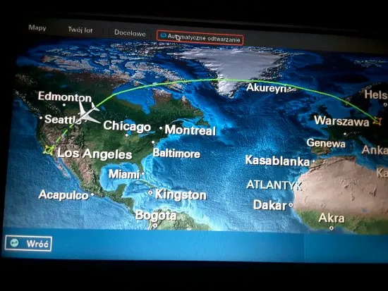Mapa lotów Polska Los Angeles