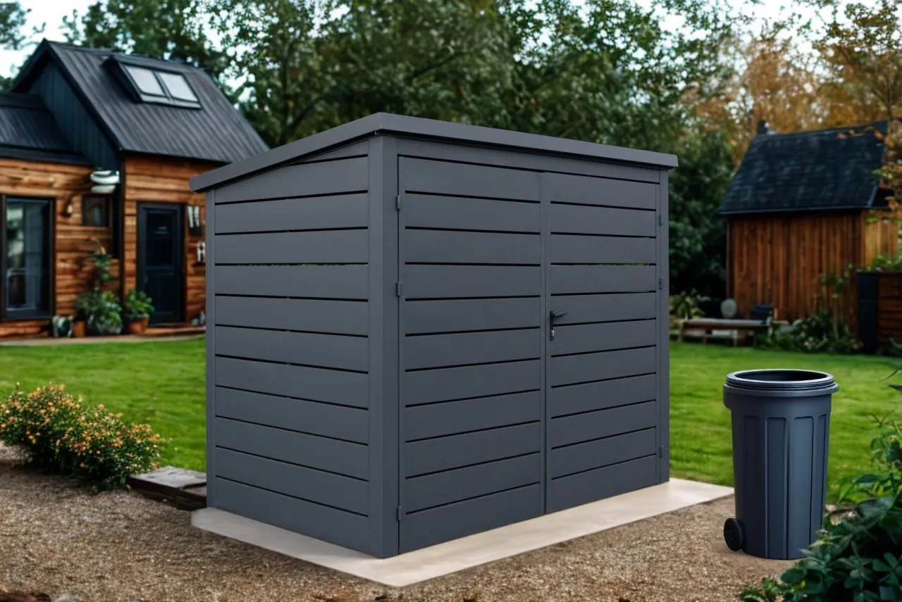 Estetyczna wiata na kosze na śmieci przy domu