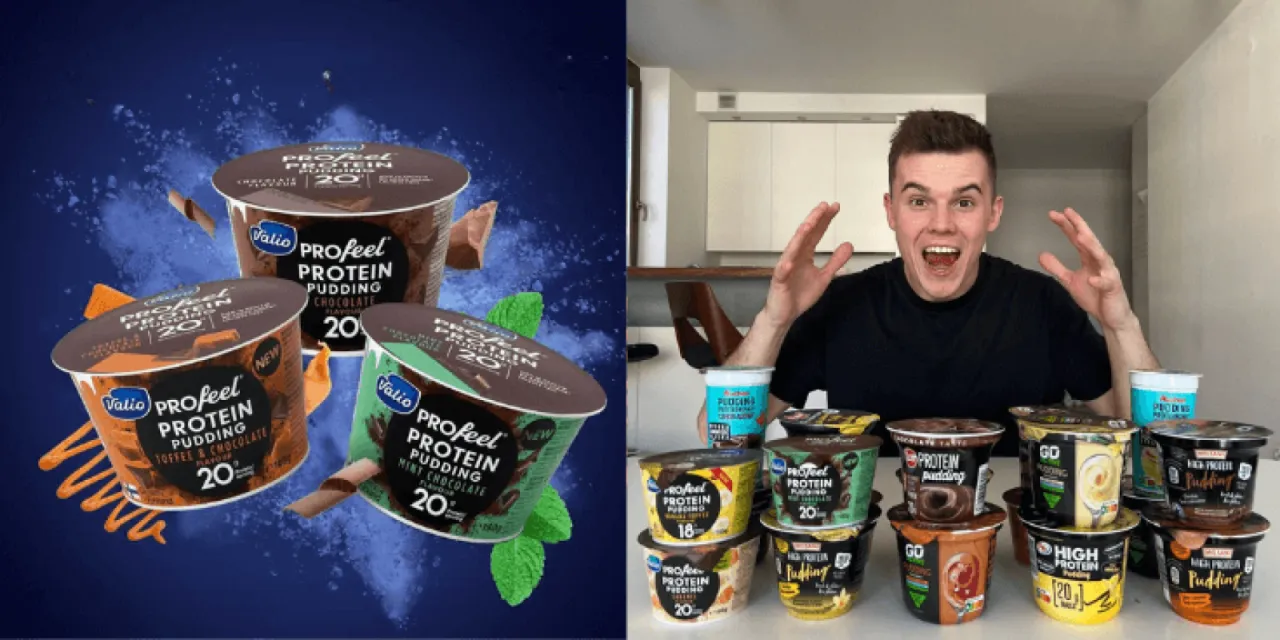 różne smaki puddingów proteinowych w sklepie