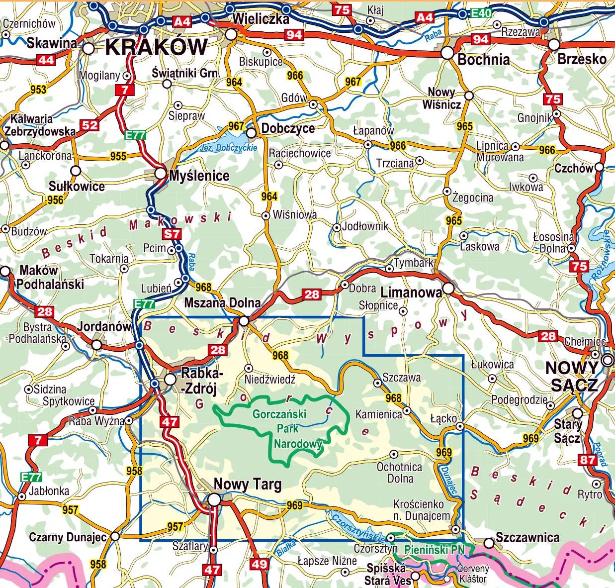 Gorce mapa topograficzna
