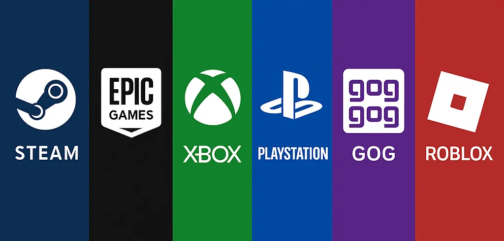 Loga platform Steam GOG Epic Games Store PC Game Pass