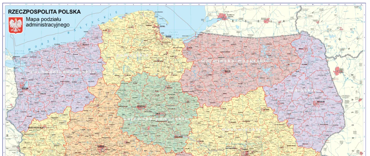 Mapa Polski z zaznaczonymi różnicami w cenach usług geodezyjnych