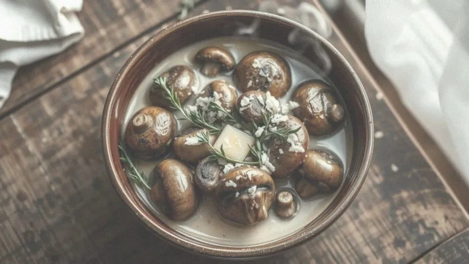 świeże pieczarki cebula śmietana masło