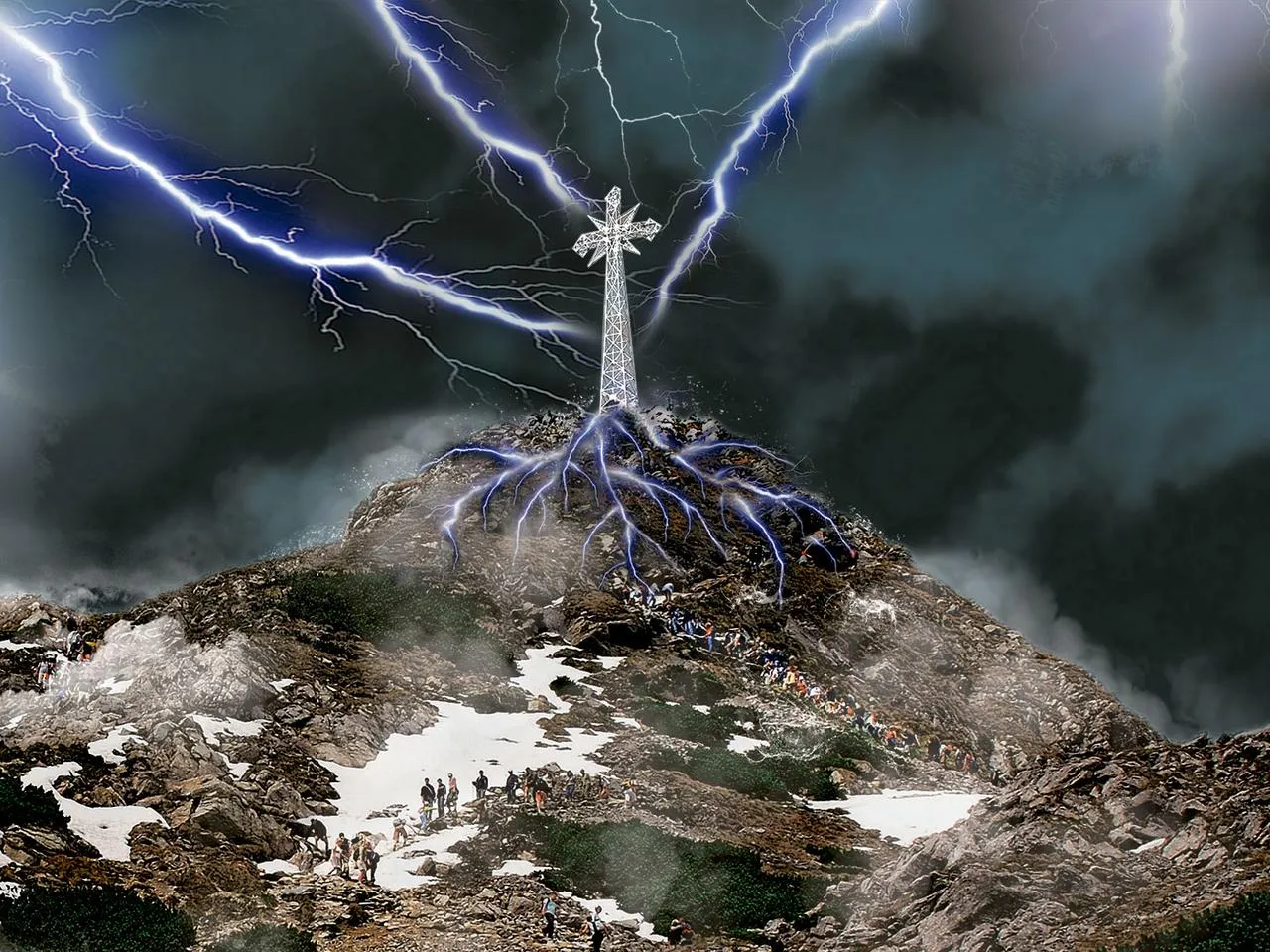 Giewont burza piorun