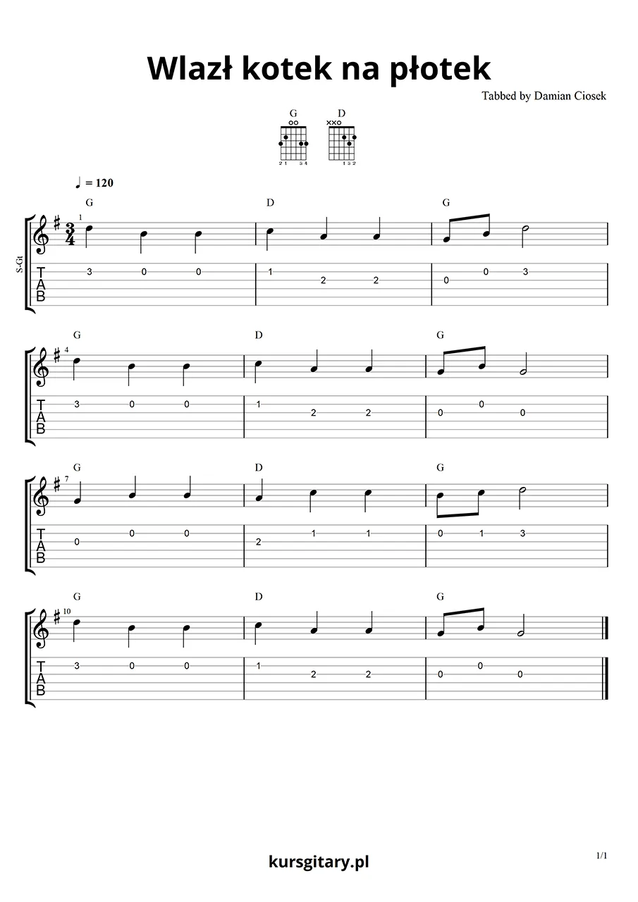 Zdjęcie Proste chwyty na gitarę do wlazł kotek na płotek – zagraj łatwo
