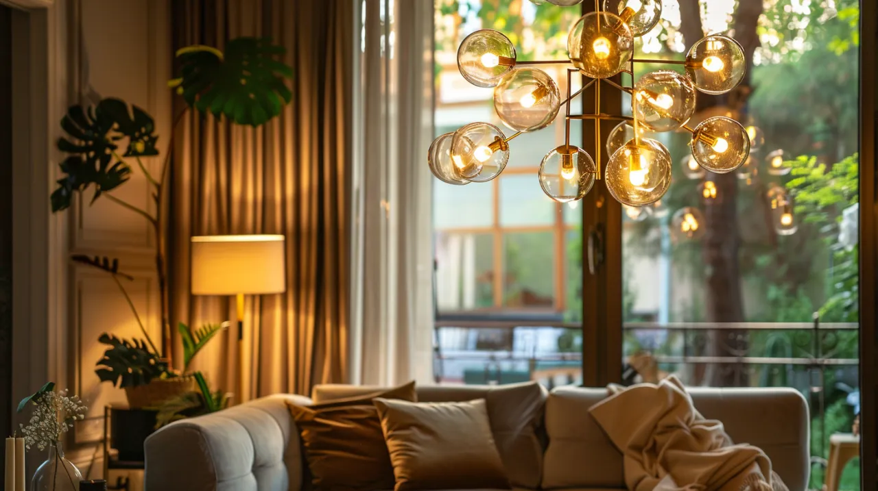 Zdjęcie Lampa retro sufitowa: Stylowe retro lampy sufitowe glamour do salonu