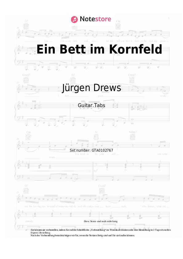 Zdjęcie Ein Bett im Kornfeld auf Gitarre spielen – Akkorde und Tipps für dich