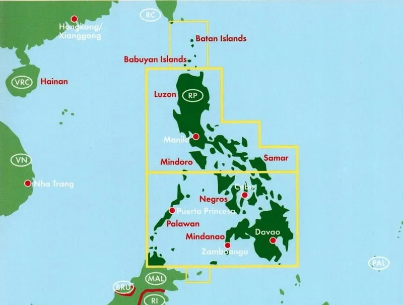 Mapa Filipin z wyróżnieniem bezpiecznych i niebezpiecznych regionów dla turystów