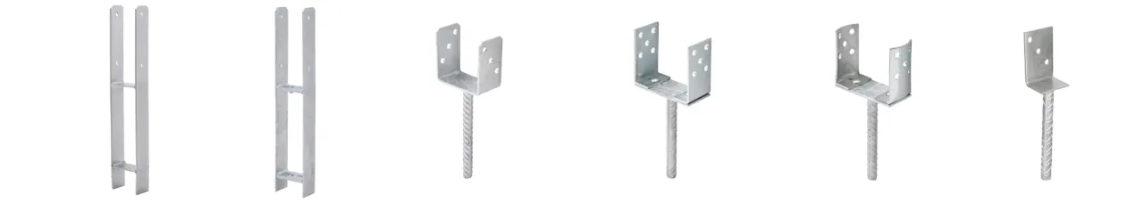 r&oacute;żne rodzaje kotew do słupk&oacute;w metalowych