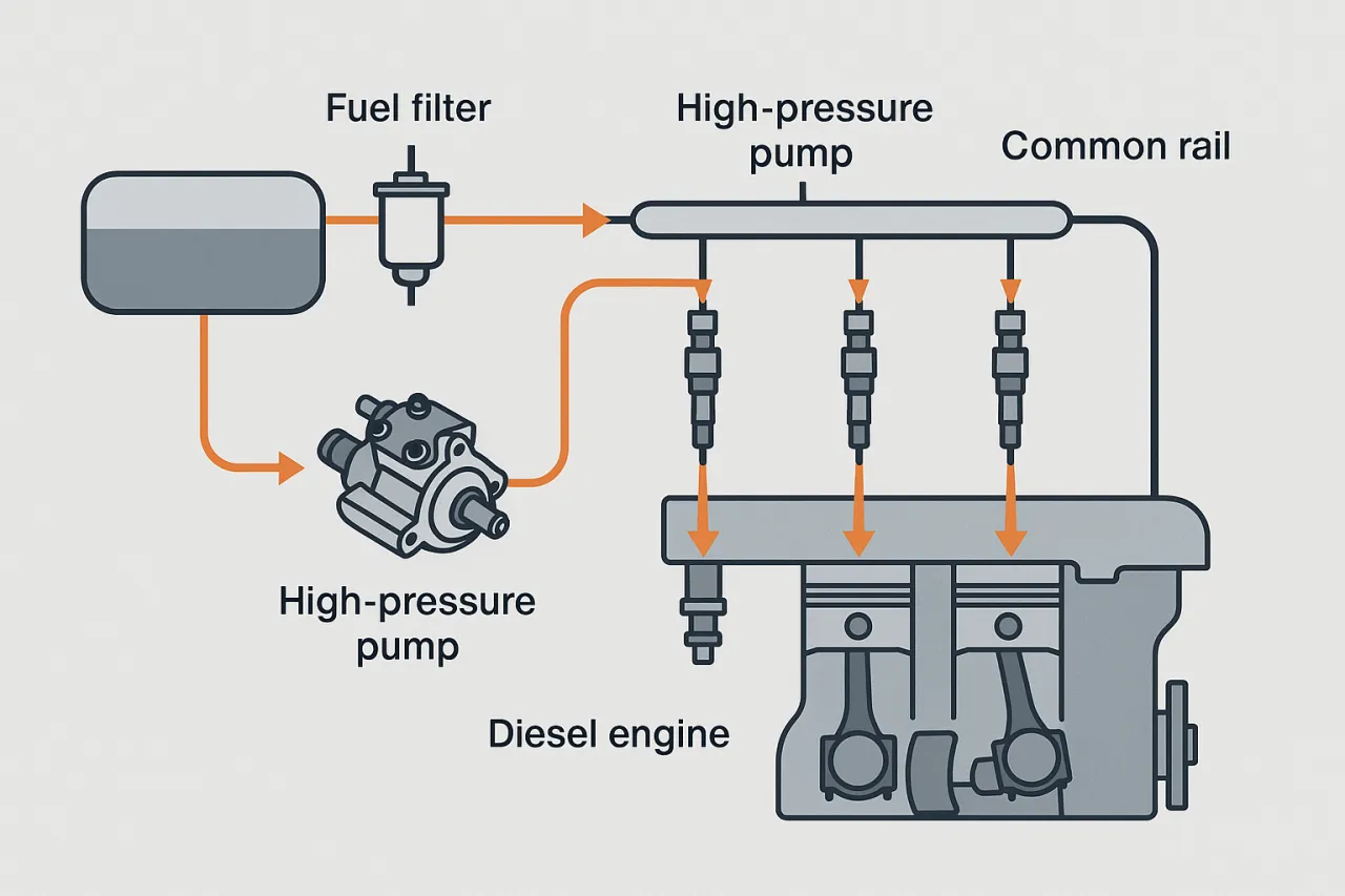 schemat działania common rail vs pompowtryskiwacze