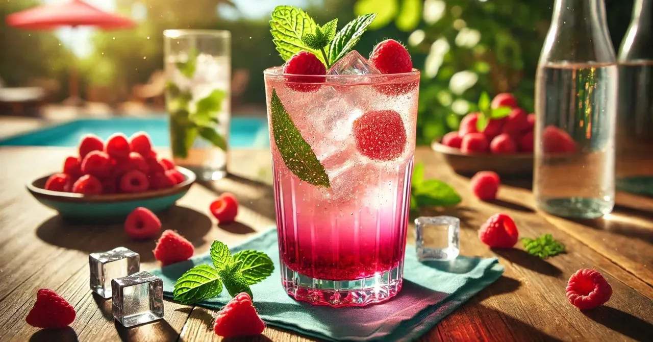 drinki z r&oacute;żowym ginem z truskawkami i malinami