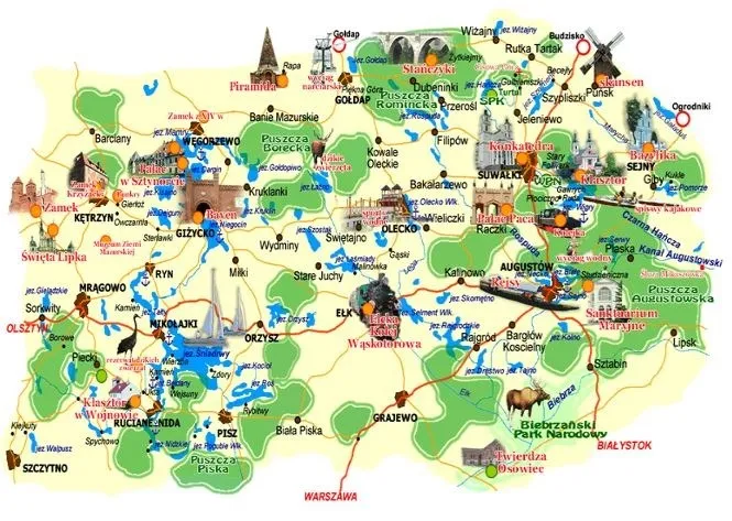 mapa Polski atrakcje turystyczne dla dzieci