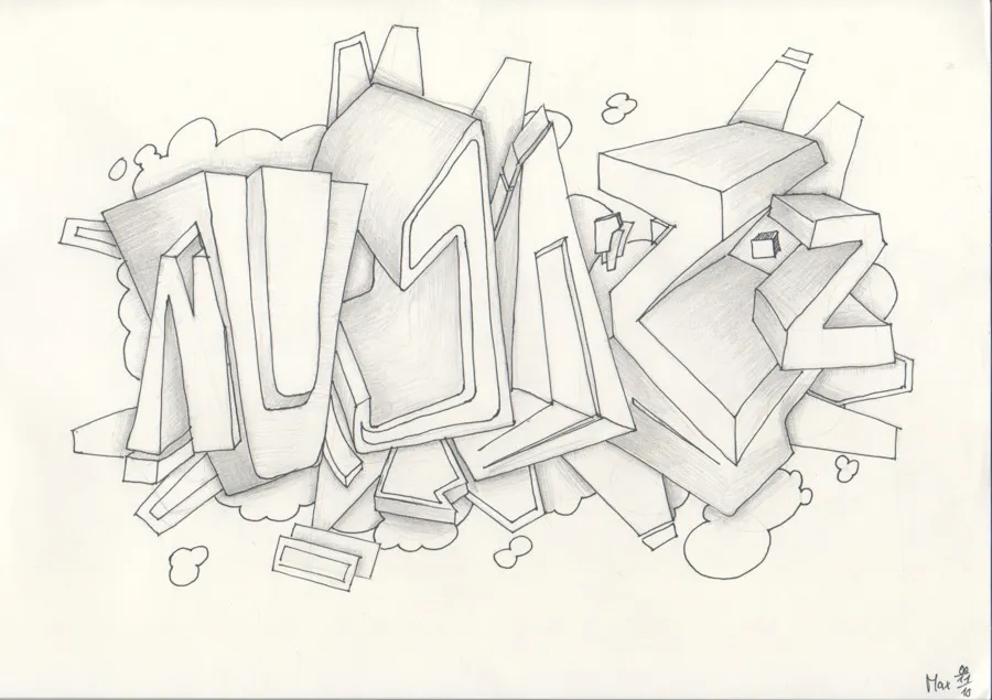 Graffiti 3D Bleistiftzeichnung