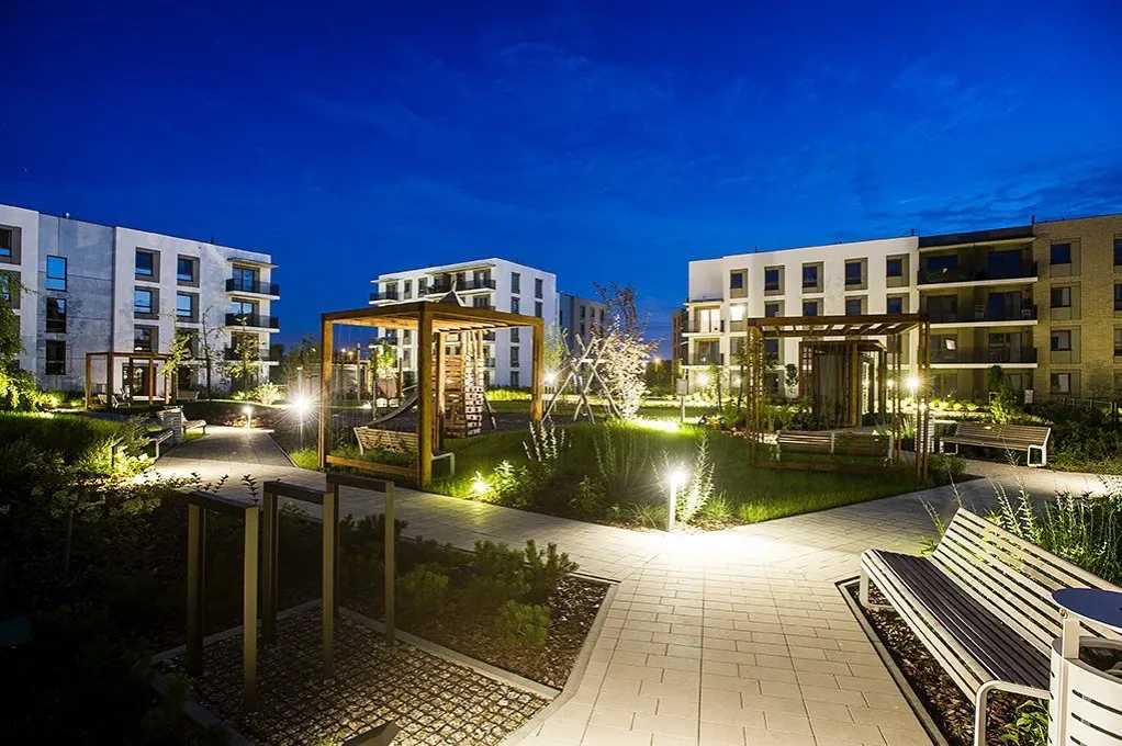 Nowoczesne osiedle mieszkaniowe, zagospodarowanie terenu