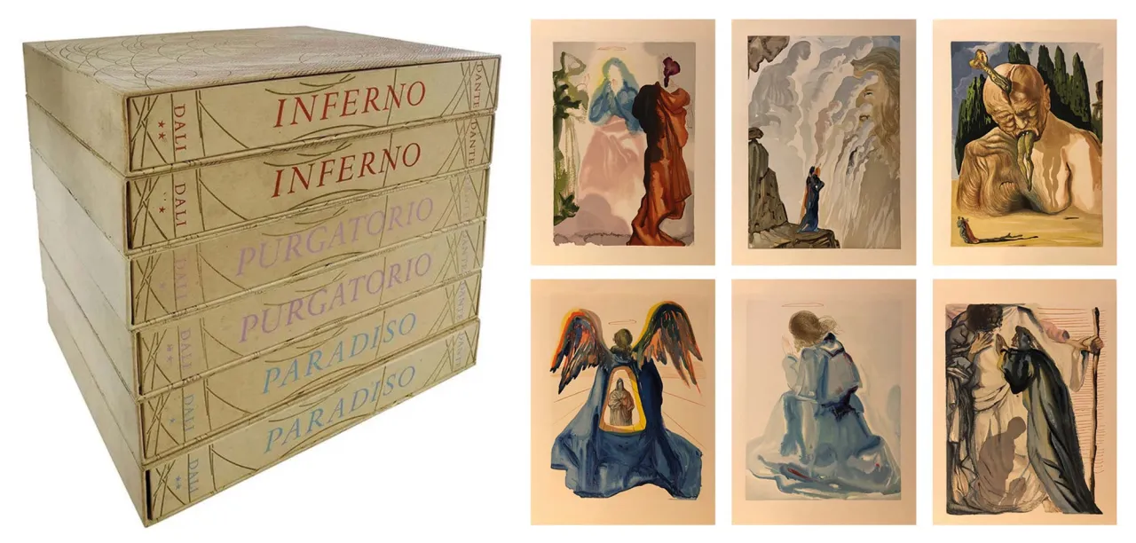 Boska Komedia Dantego Piekło Czyściec Raj ilustracje