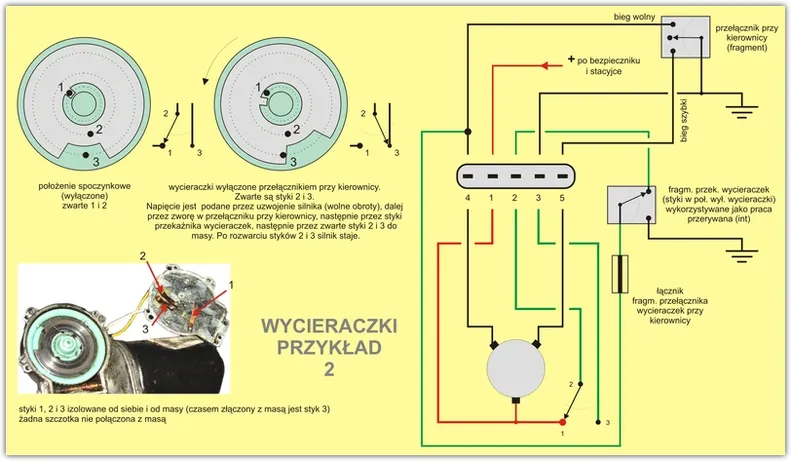 schemat pin&oacute;w silnika wycieraczek