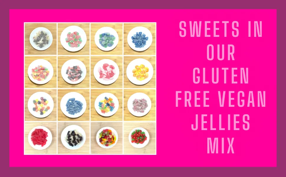 Opakowania wegańskich galaretek r&oacute;żnych marek