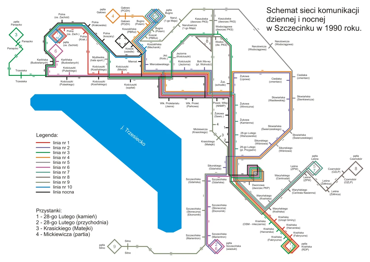 Mapa połączeń PKS Szczecinek