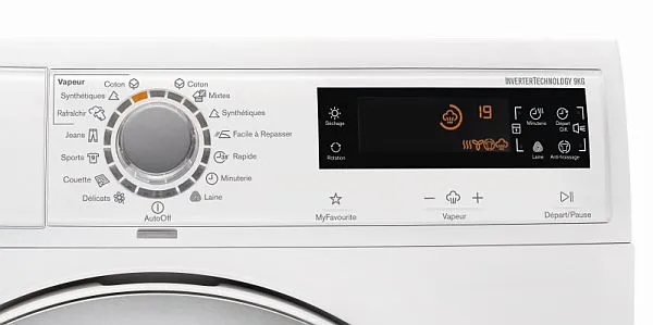 panel sterowania pralko-suszarki z programami parowymi