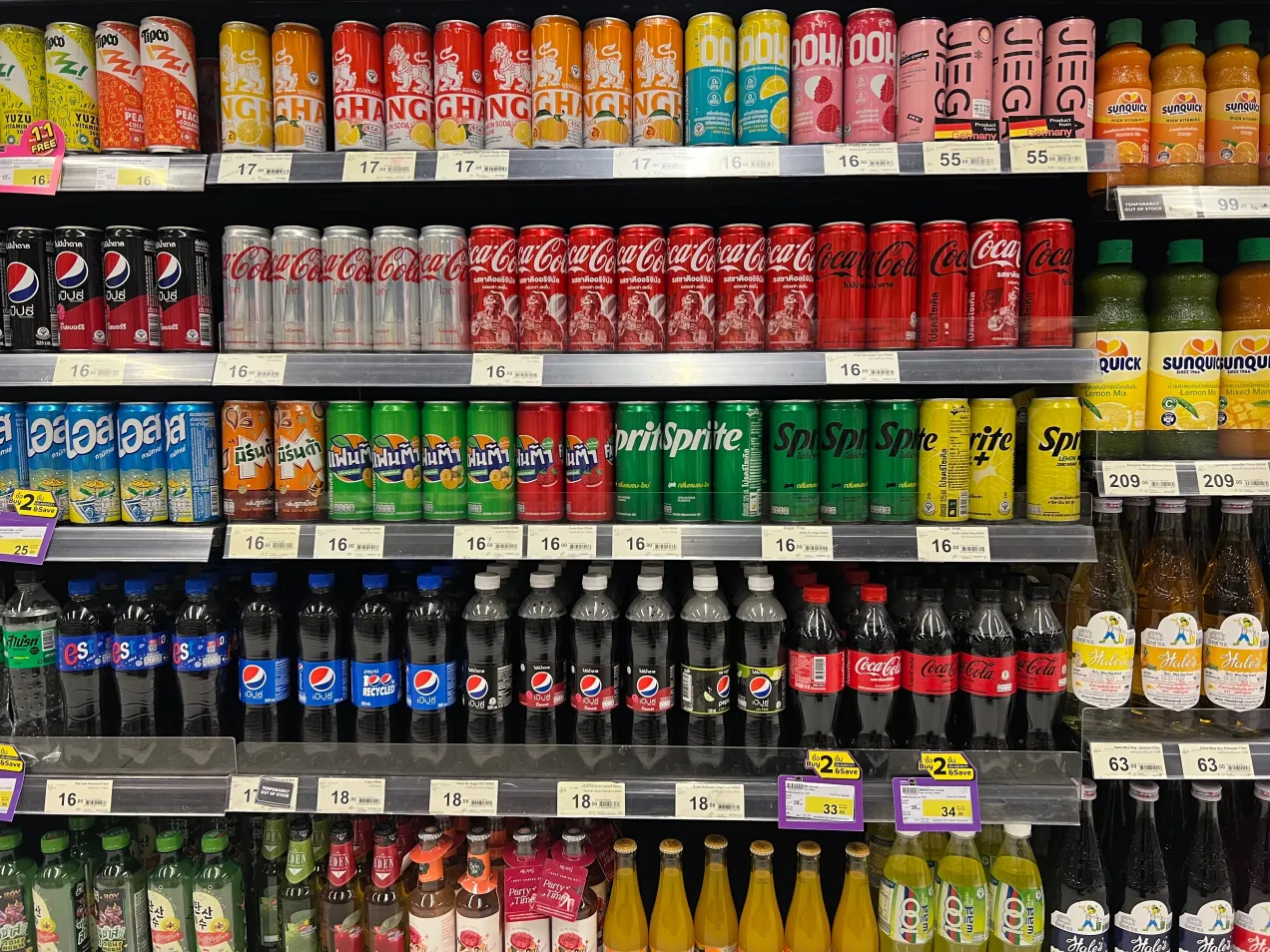 napoje gazowane zero cukru półka sklepowa