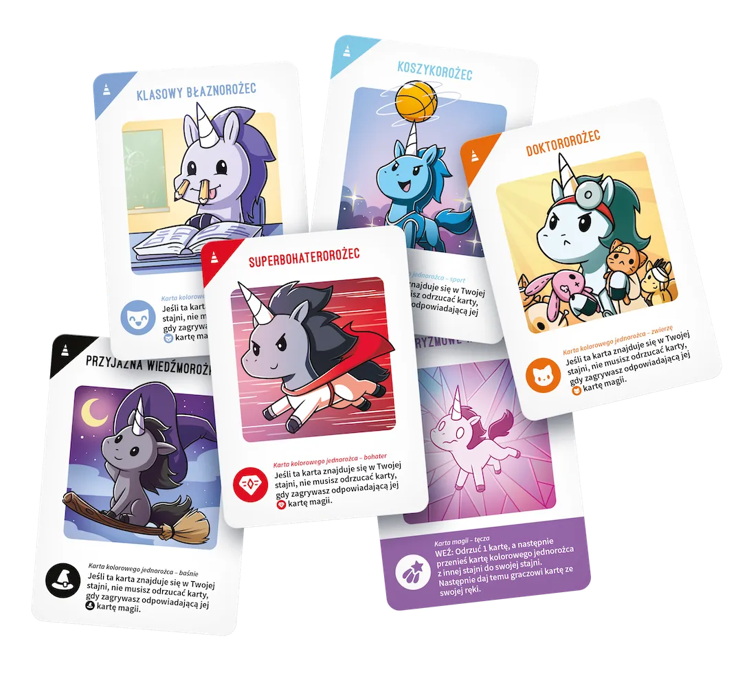 Odjechane Jednorożce pudełko i karty