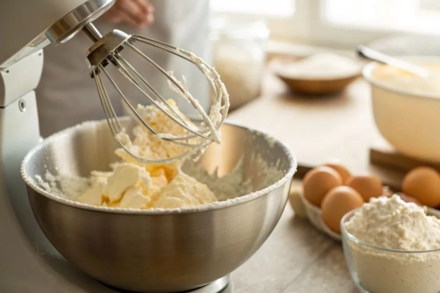 Idealnie utarte masło z cukrem przed i po