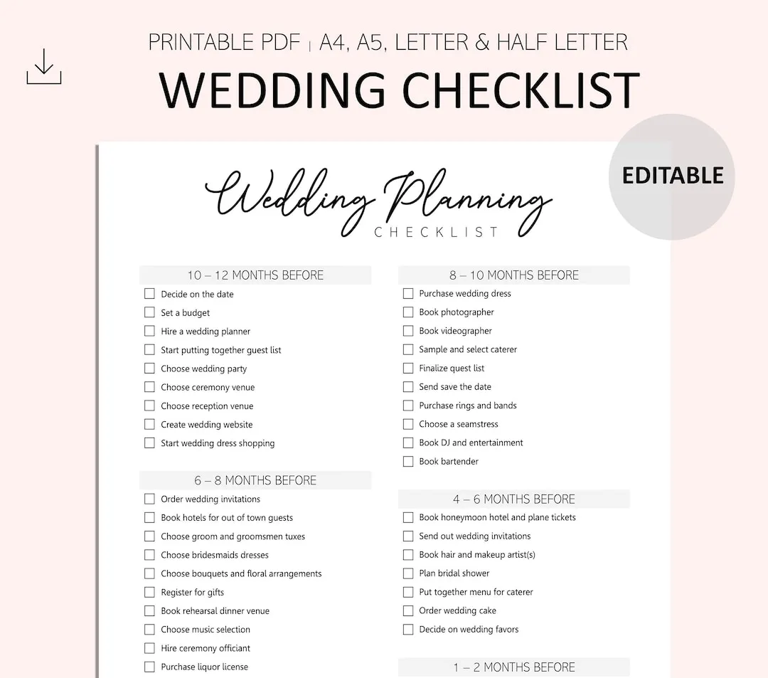 planowanie ślubu checklist