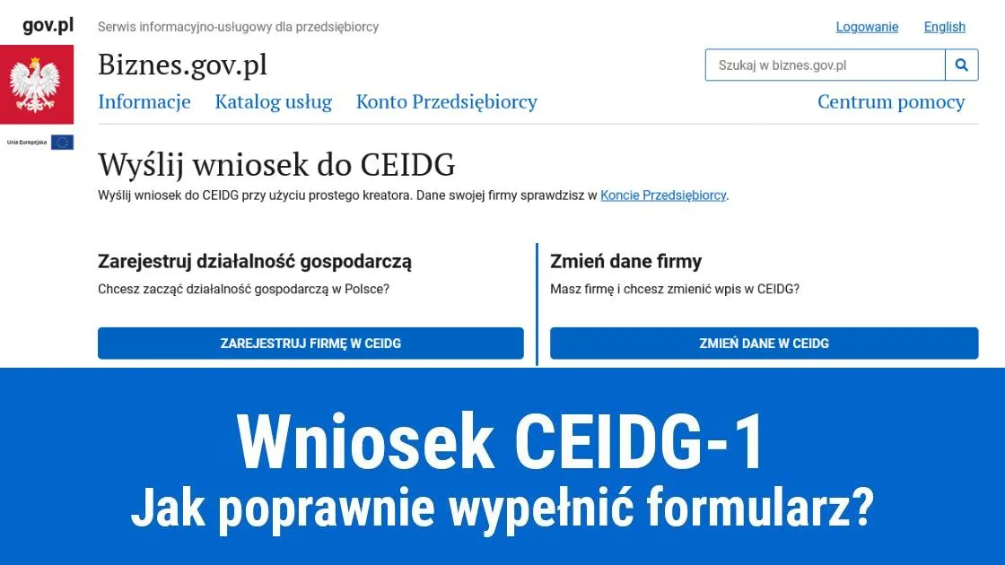 Wypełnianie wniosku CEIDG-1 online