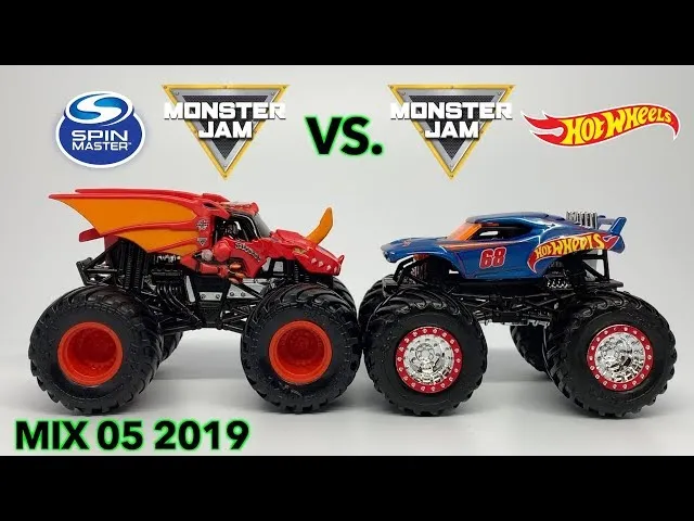 porównanie monster truck Hot Wheels i Monster Jam