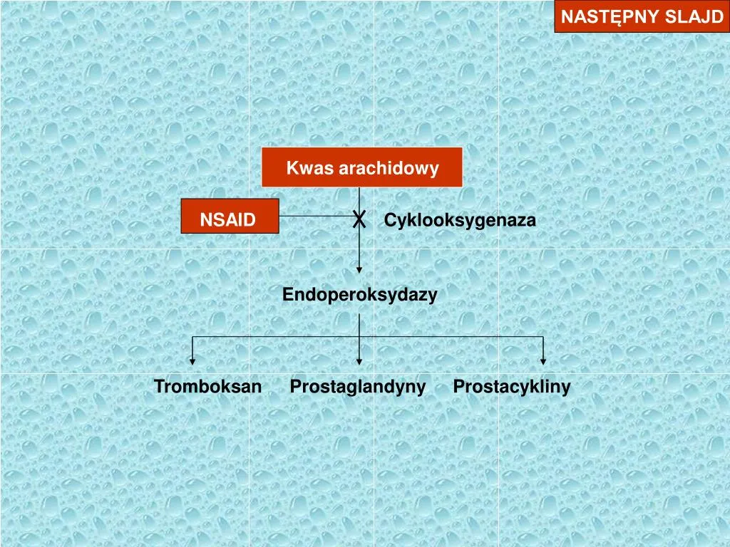 Mechanizm działania NLPZ schemat cyklooksygenazy prostaglandyny