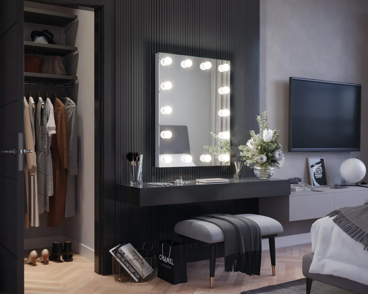 rozmieszczenie światła do makijażu lustro