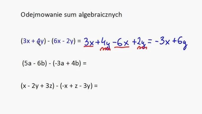 przykłady sum algebraicznych