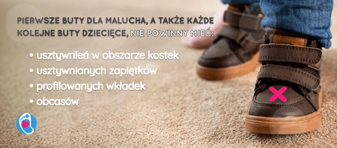 Cechy zdrowych but&oacute;w dziecięcych, jak wybrać dobre buty dla dwulatka infografika