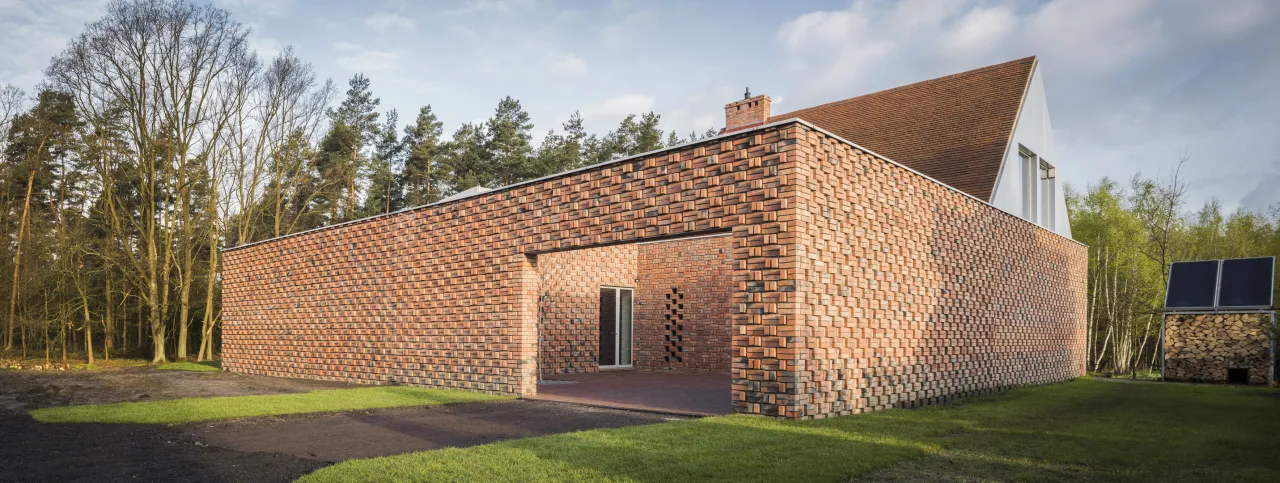 dom z rudym dachem grafitowa elewacja, dom z rudym dachem zielona elewacja, dom z rudym dachem drewno