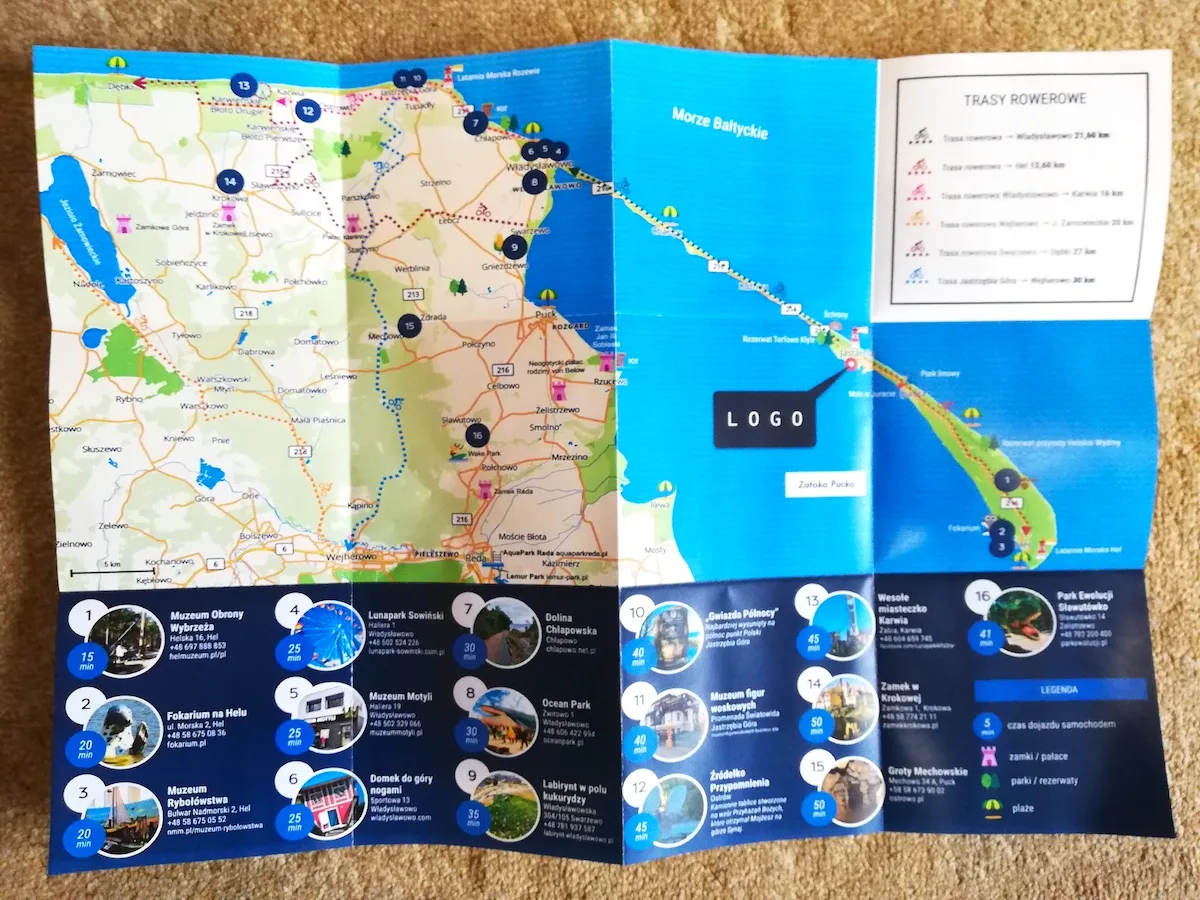 Mapa Jastarni z wyr&oacute;żnionymi strefami noclegowymi