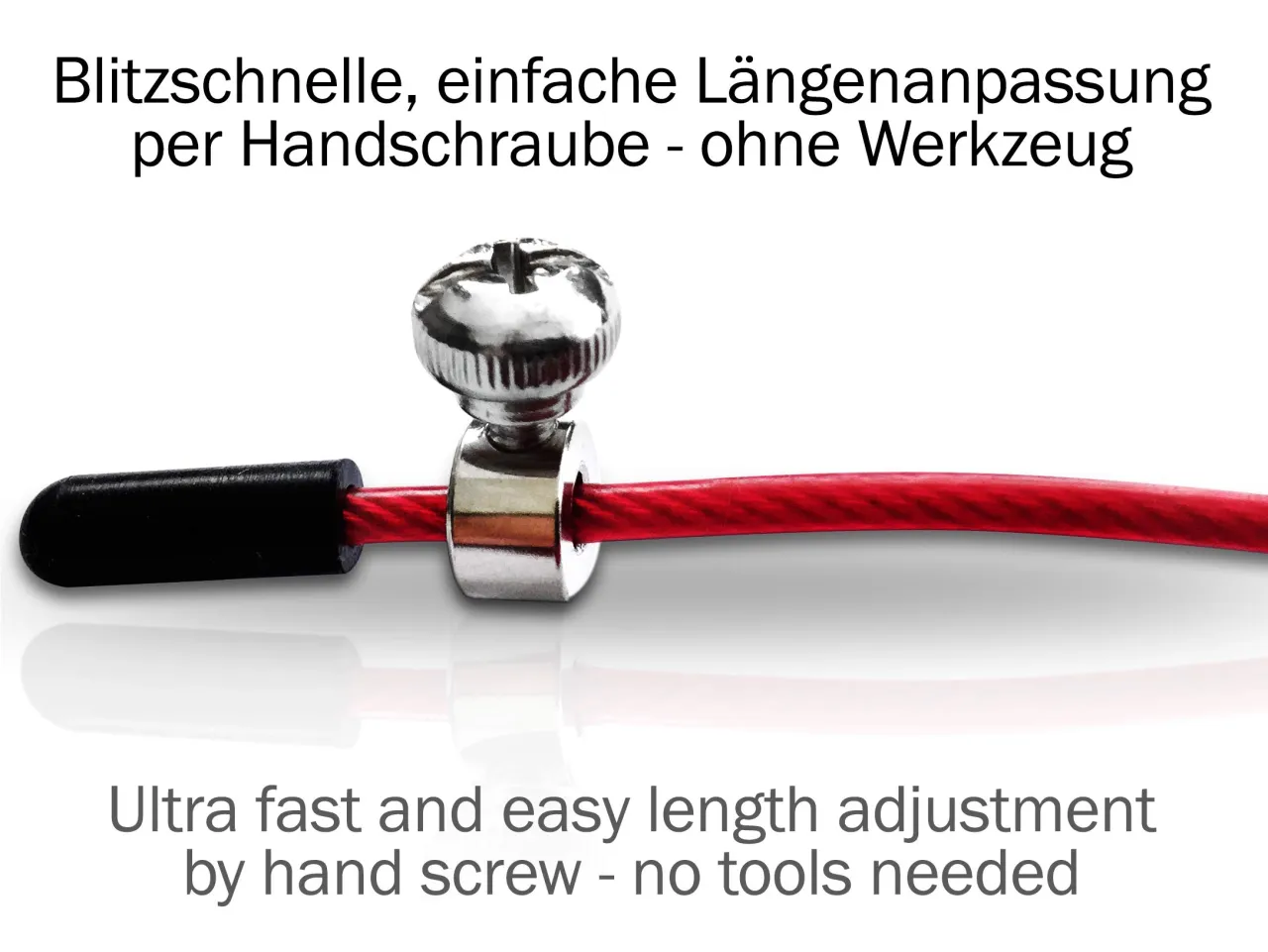 Szybka regulacja długości skakanki do crossfit za pomocą śruby. Idealna do trening&oacute;w.