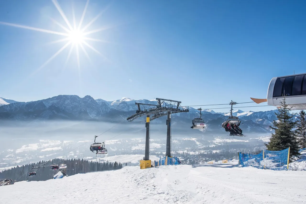 Zakopane zimą panorama wyciągi narciarskie