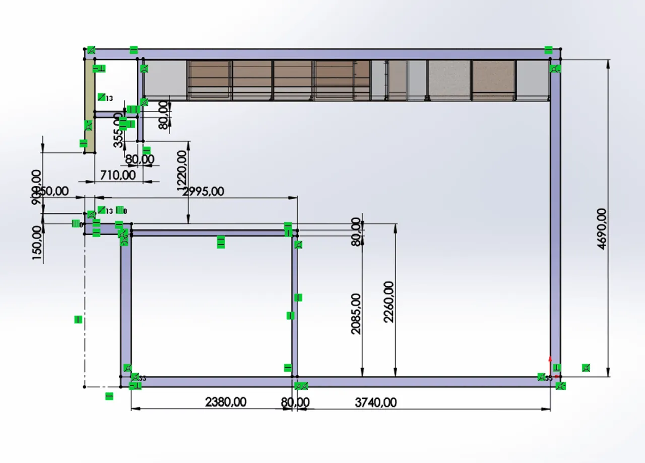 standardowe wymiary szafek kuchennych infografika