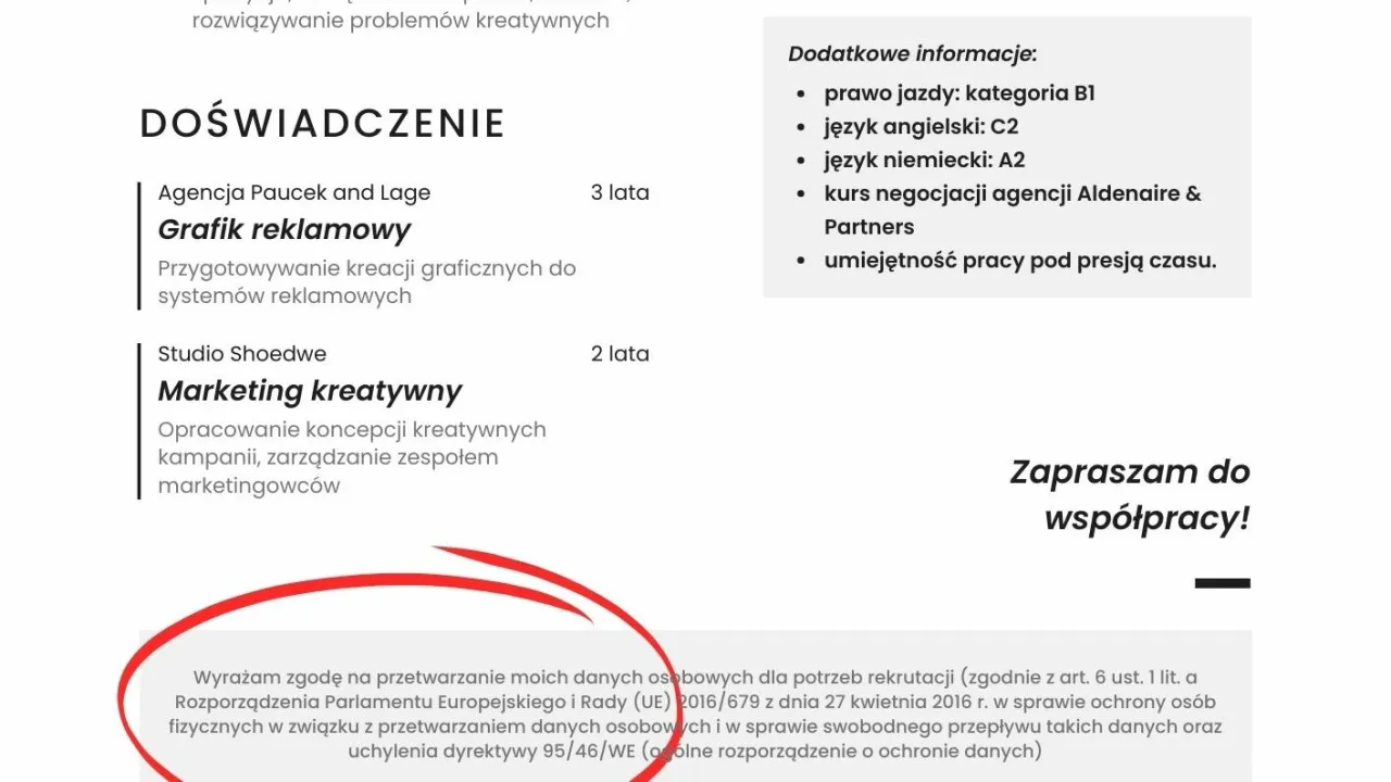przykładowa klauzula rodo w cv