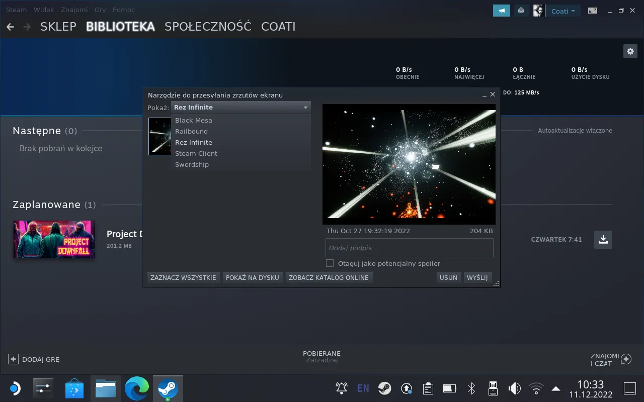 Steam Menedżer Pamięci zrzut ekranu