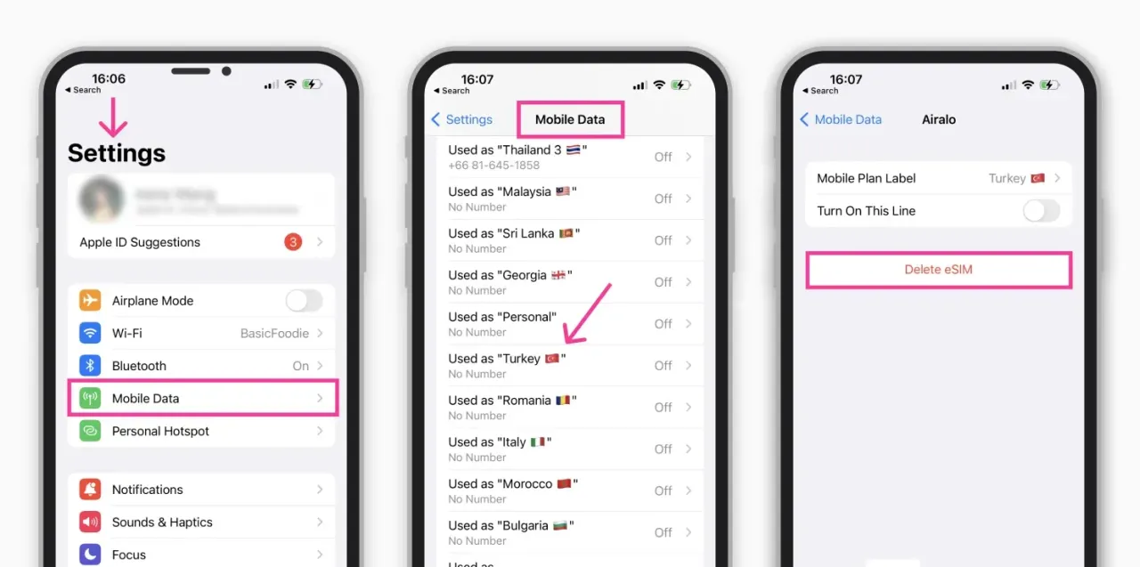 iPhone ustawienia eSIM