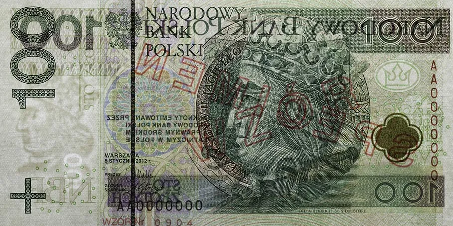 zabezpieczenia banknotów polskich zbliżenie