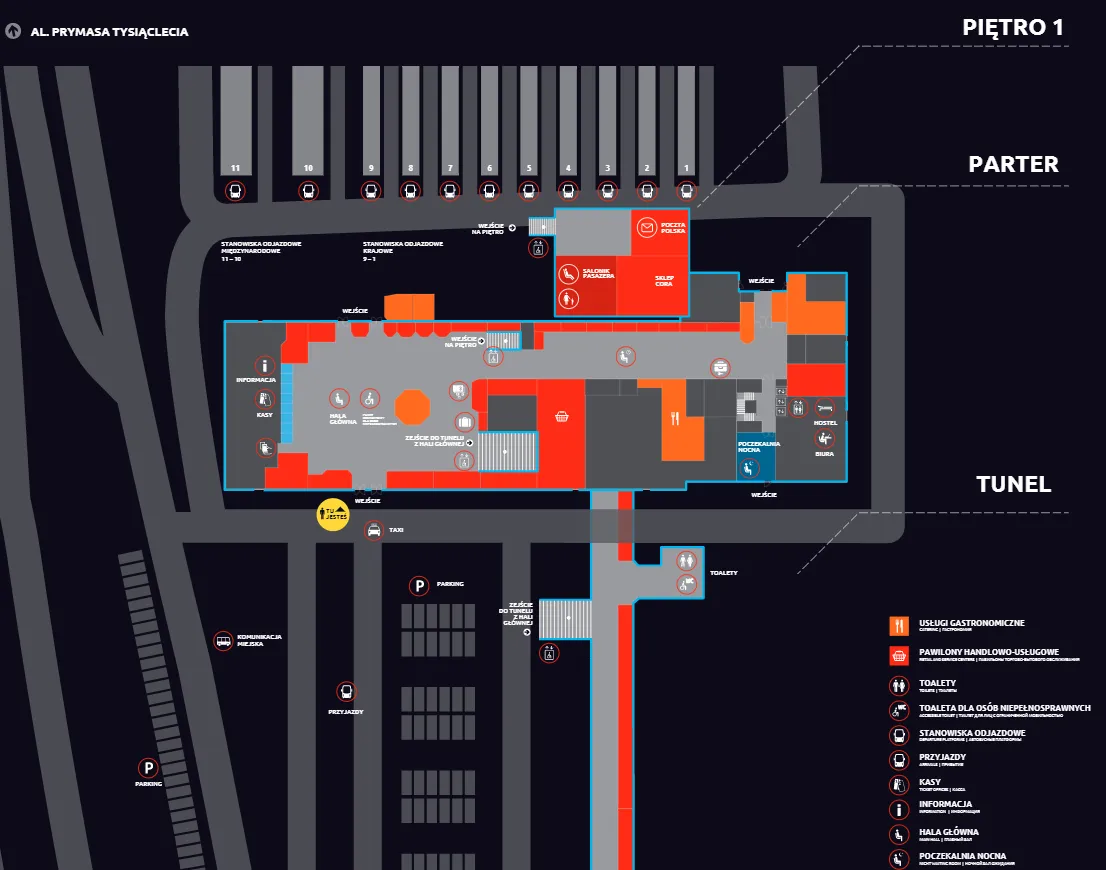 Dworzec PKS Warszawa Zachodnia mapa stanowisk